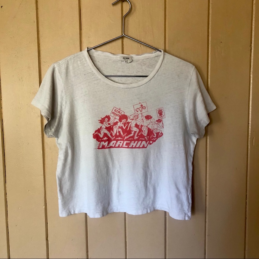 ReDone Classic Tee Marchin Graphic Oatmeal Size M